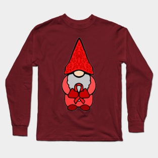 Gnome Holding a Red Awareness Ribbon Long Sleeve T-Shirt